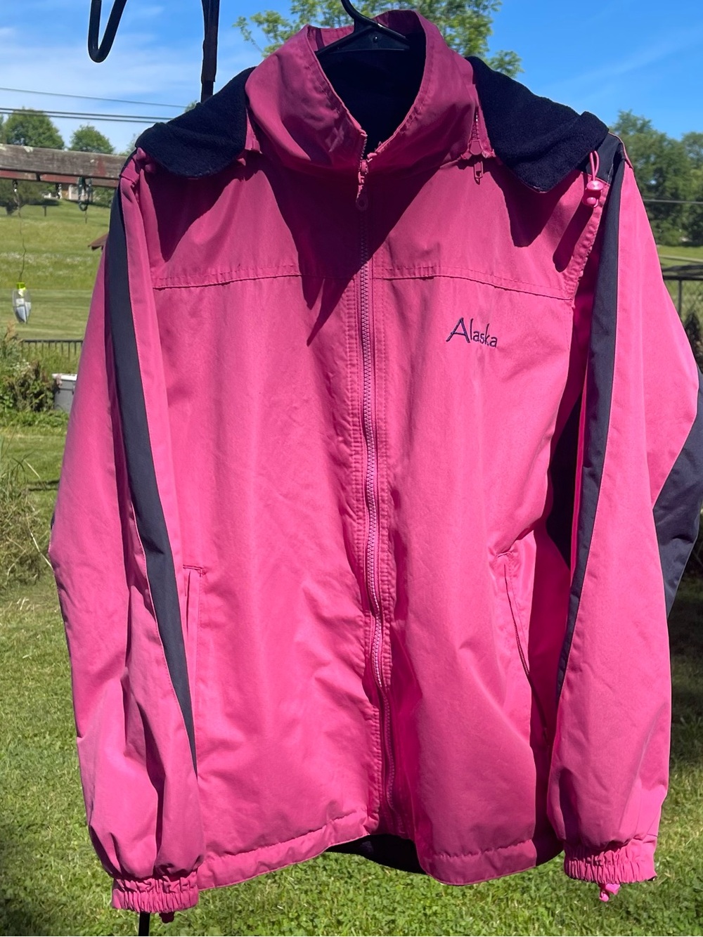 Cheneral Jacket Womens S  Pink/Navy Alaska  Hooded Reversible Lined Windbreaker